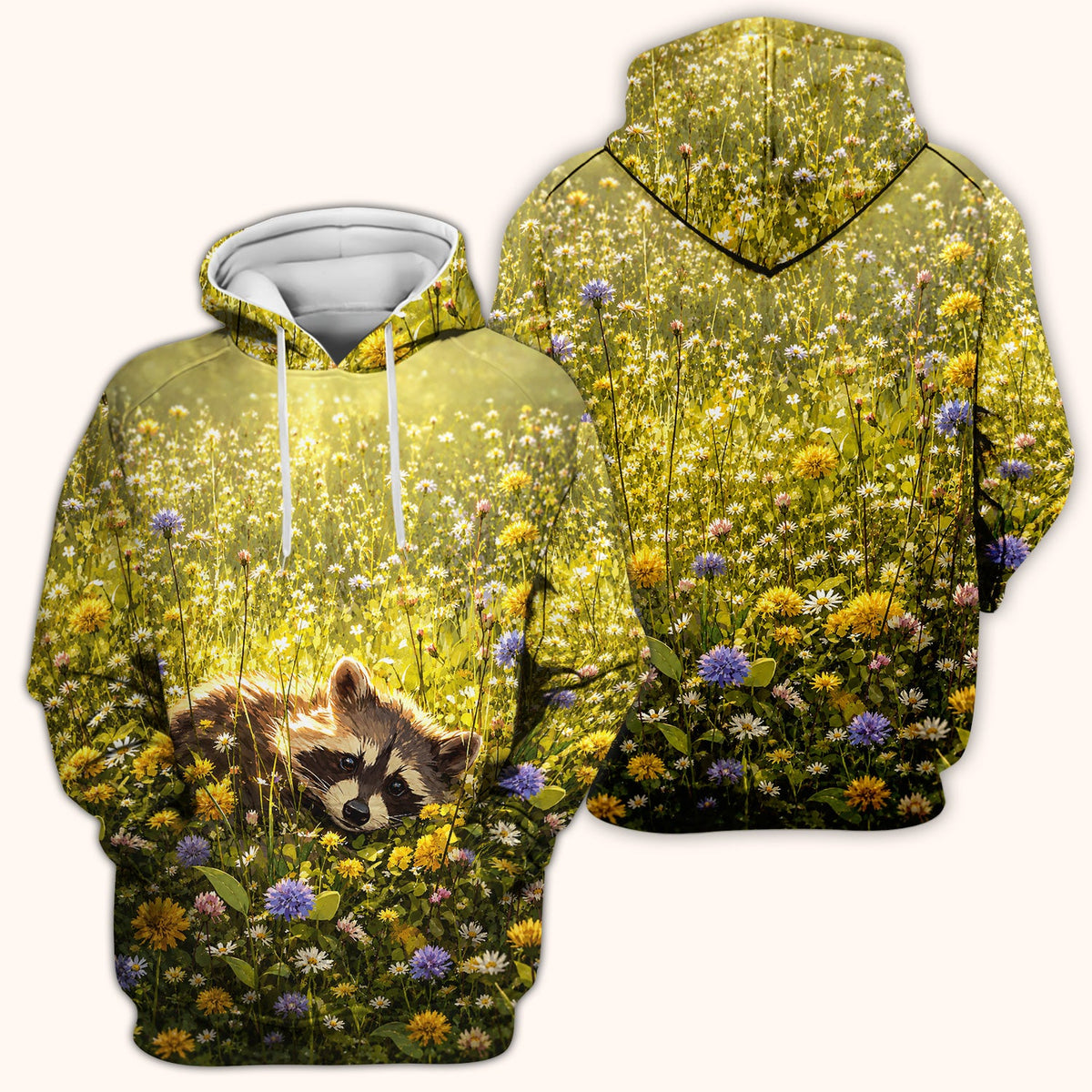 Meadow Raccoon Wildflower Garden Nurse Scrub Top