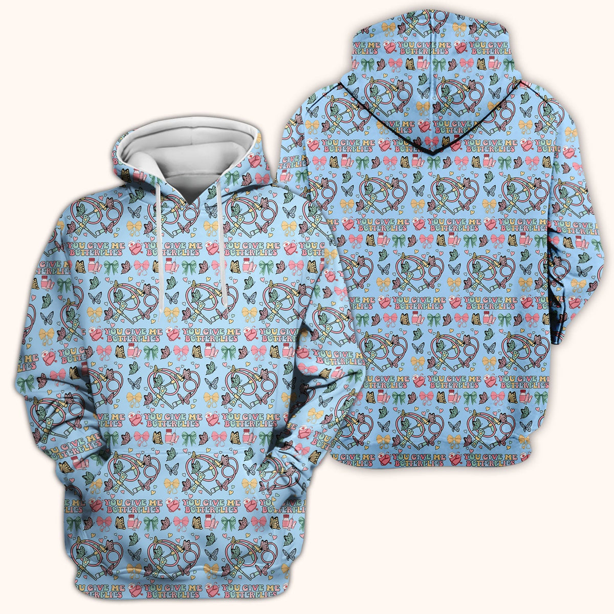Butterfly Heart Nurse Scrub Top - Valentines Day Gift