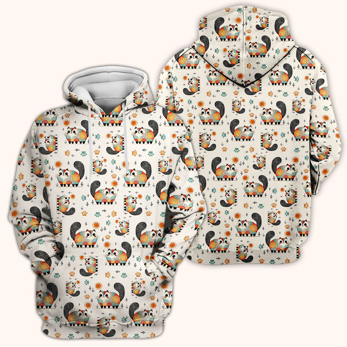 Cat Illustration Nurse Scrub Top