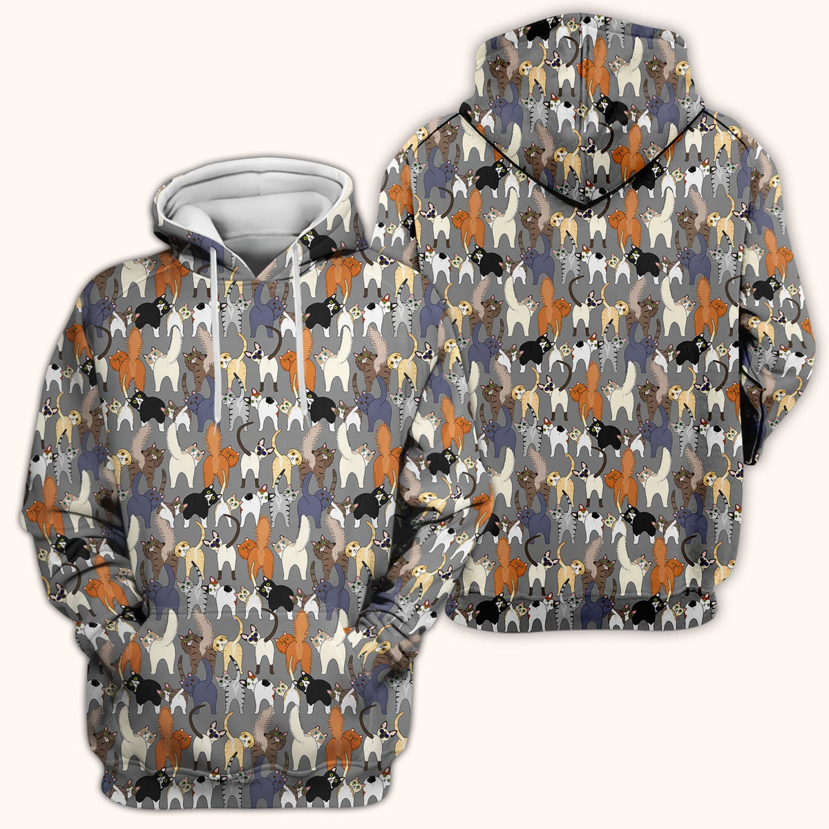 Whimsical Multicolor Cat Cartoon Nurse Scrub Top