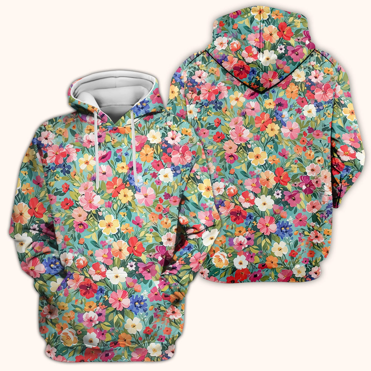 Colorful Wildflower Garden Bloom Scrub Top, Comfortable Scrubs for Nurses