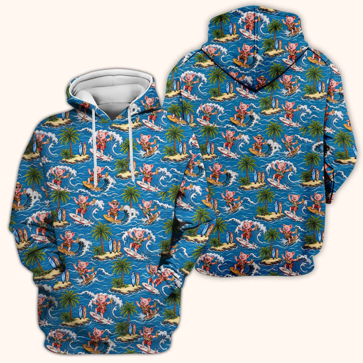 Tropical Surfing Pig Island Nurse Scrub Top