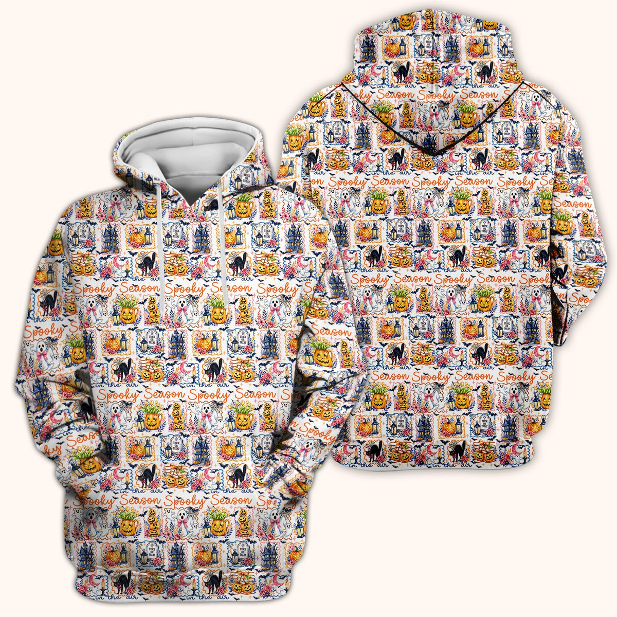Spooky Pumpkin Ghost Pattern Nurse Scrub Top