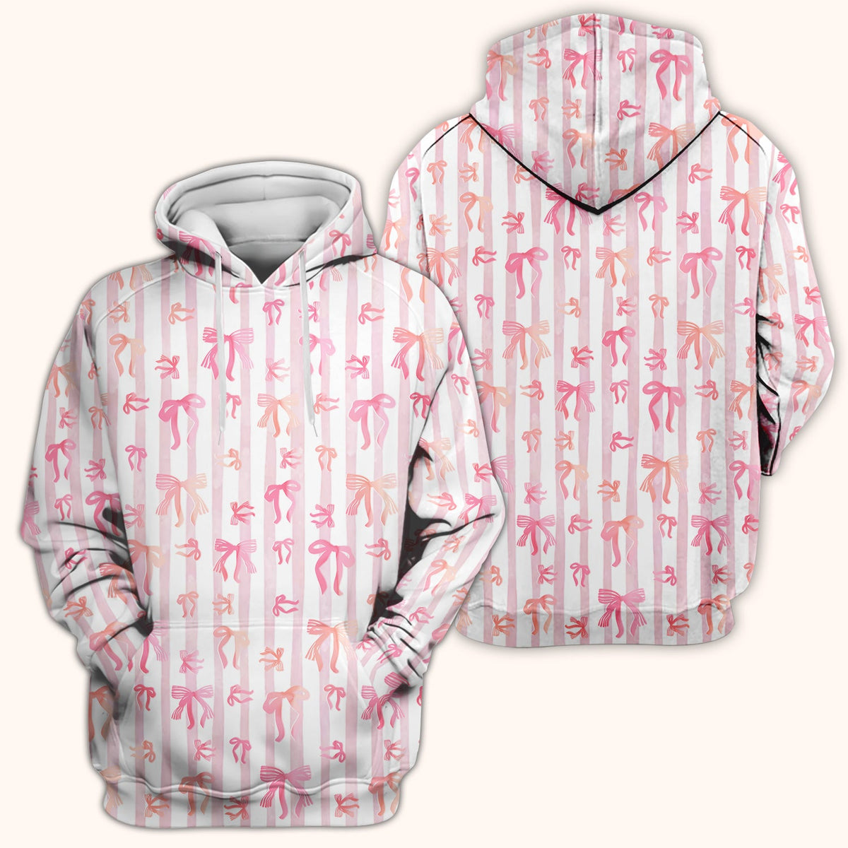 Pink Bow Stripe Nurse Scrub Top
