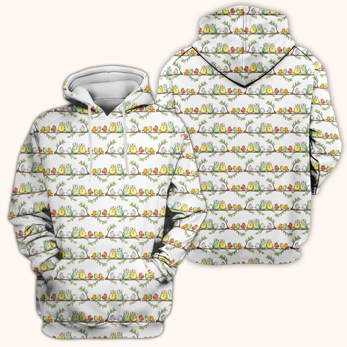 Birds On Branches Nurse Scrub Top
