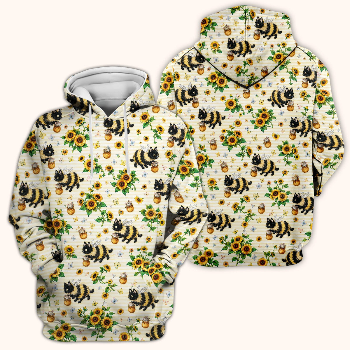 Bumblebee Cat Sunflower Nurse Scrub Top