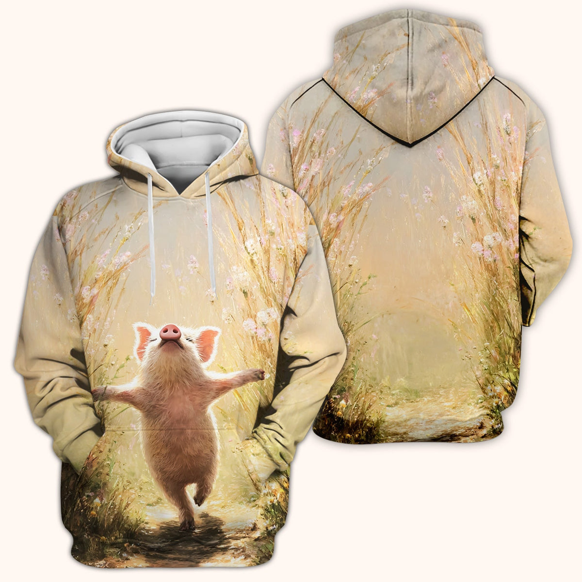 Pig Running Meadow Nurse Scrub Top
