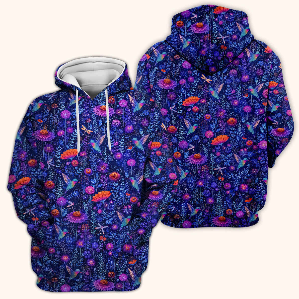 Enchanted Hummingbird Wildflower Garden Nurse Scrub Top