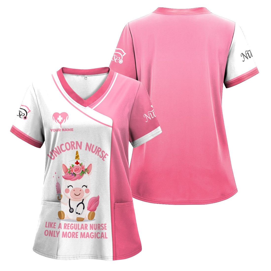 Personalized Magical Unicorn Nurse Scrub Top