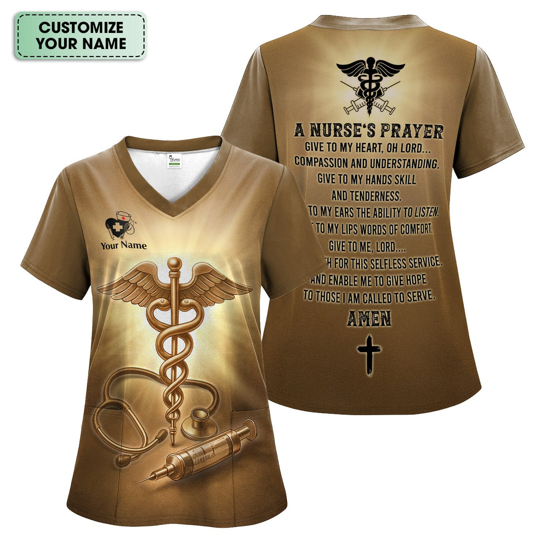 Personalized Give To My Heart Prayer Nurse Scrub Top