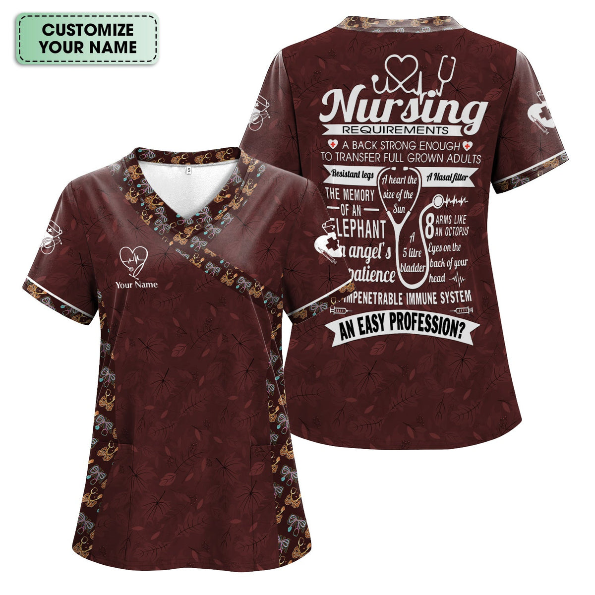 Personalized Nursing Requirements Scrub Top