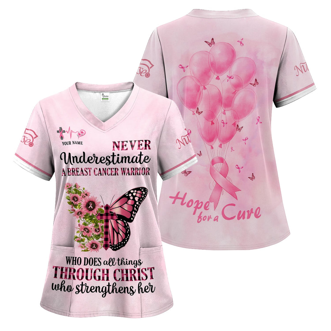 Personalized Hope For A Cure Nurse Scrub Top
