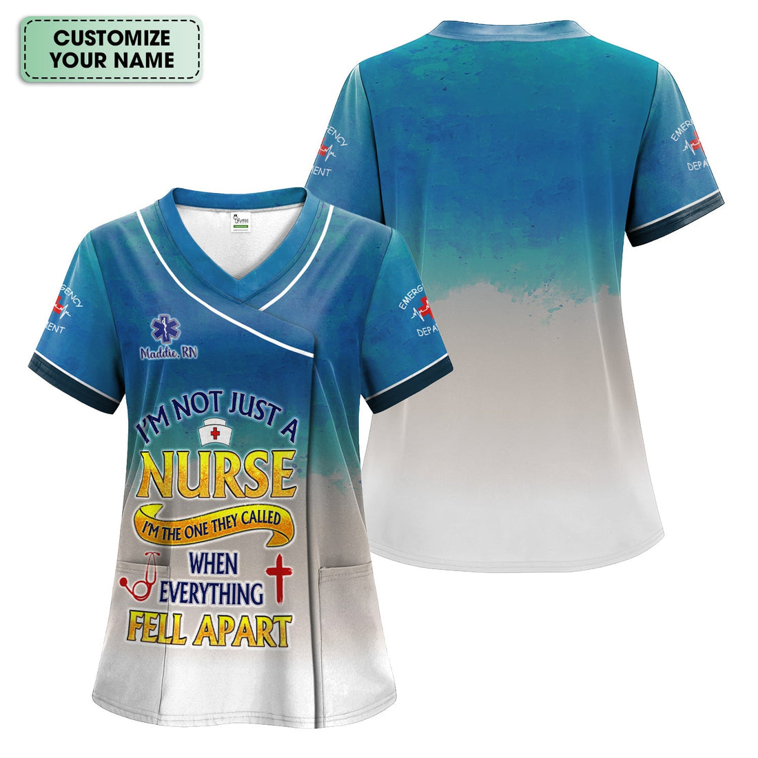 Personalized ER Healthcare Nurse Scrub Top