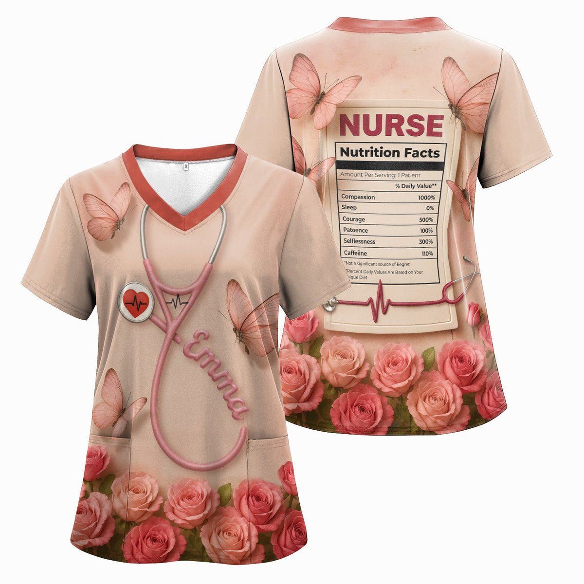 Personalized Nutrition Facts Nurse Shirt