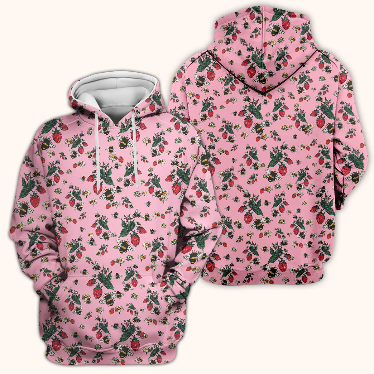 Strawberry Bee Daisy Nurse Scrub Top
