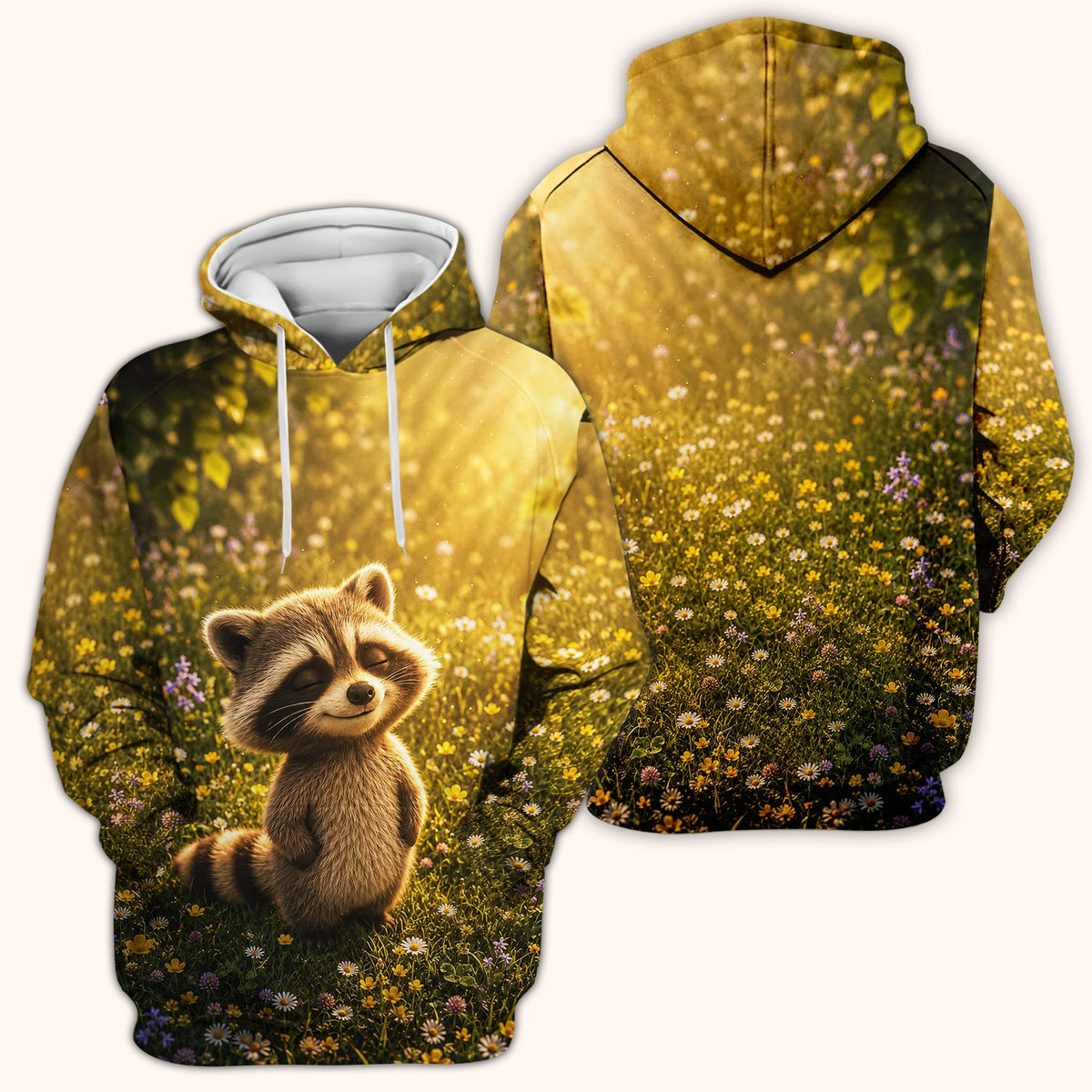 Smiling Raccoon Meadow Flower Nurse Scrub Top