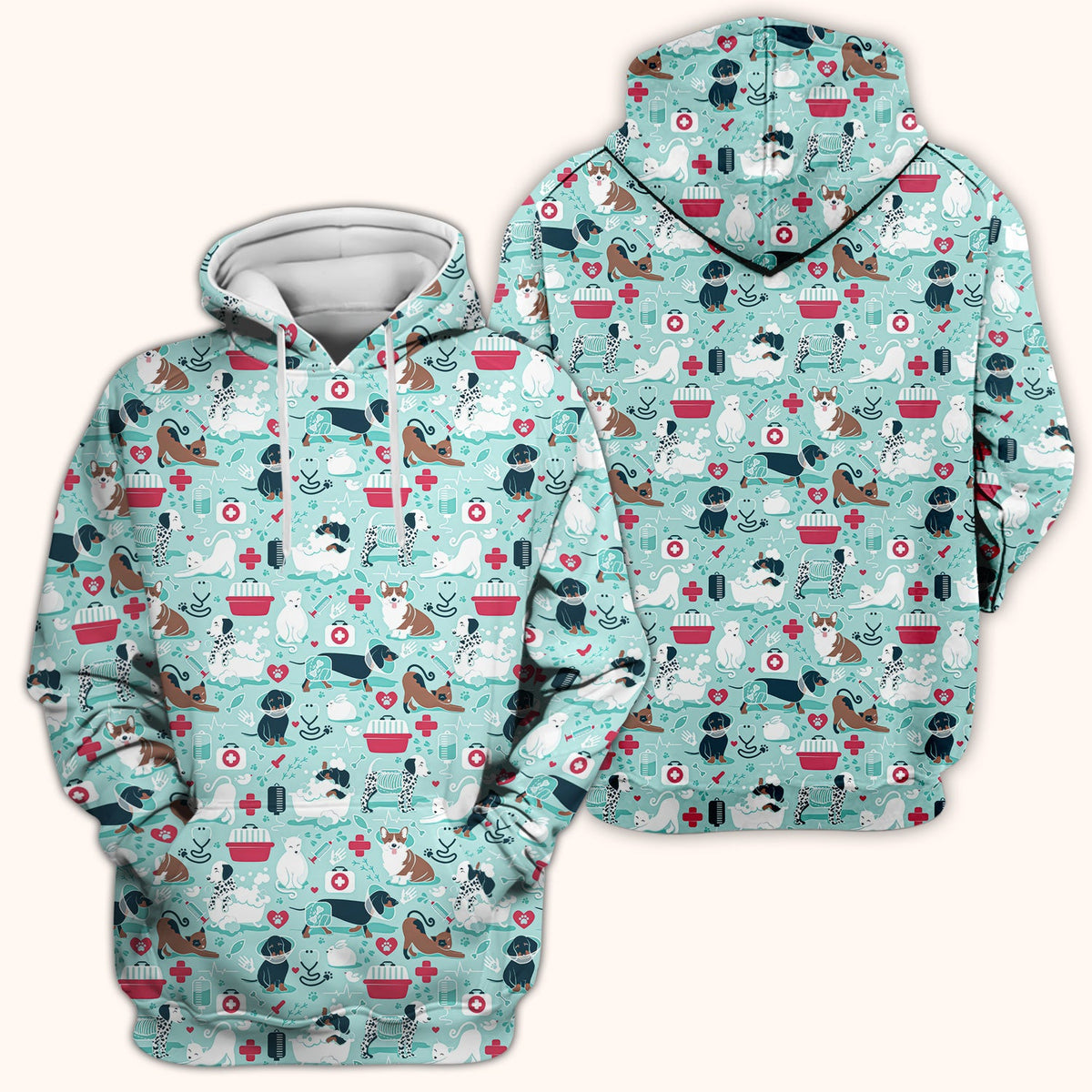 Dogs Veterinary Tools Nurse Scrub Top