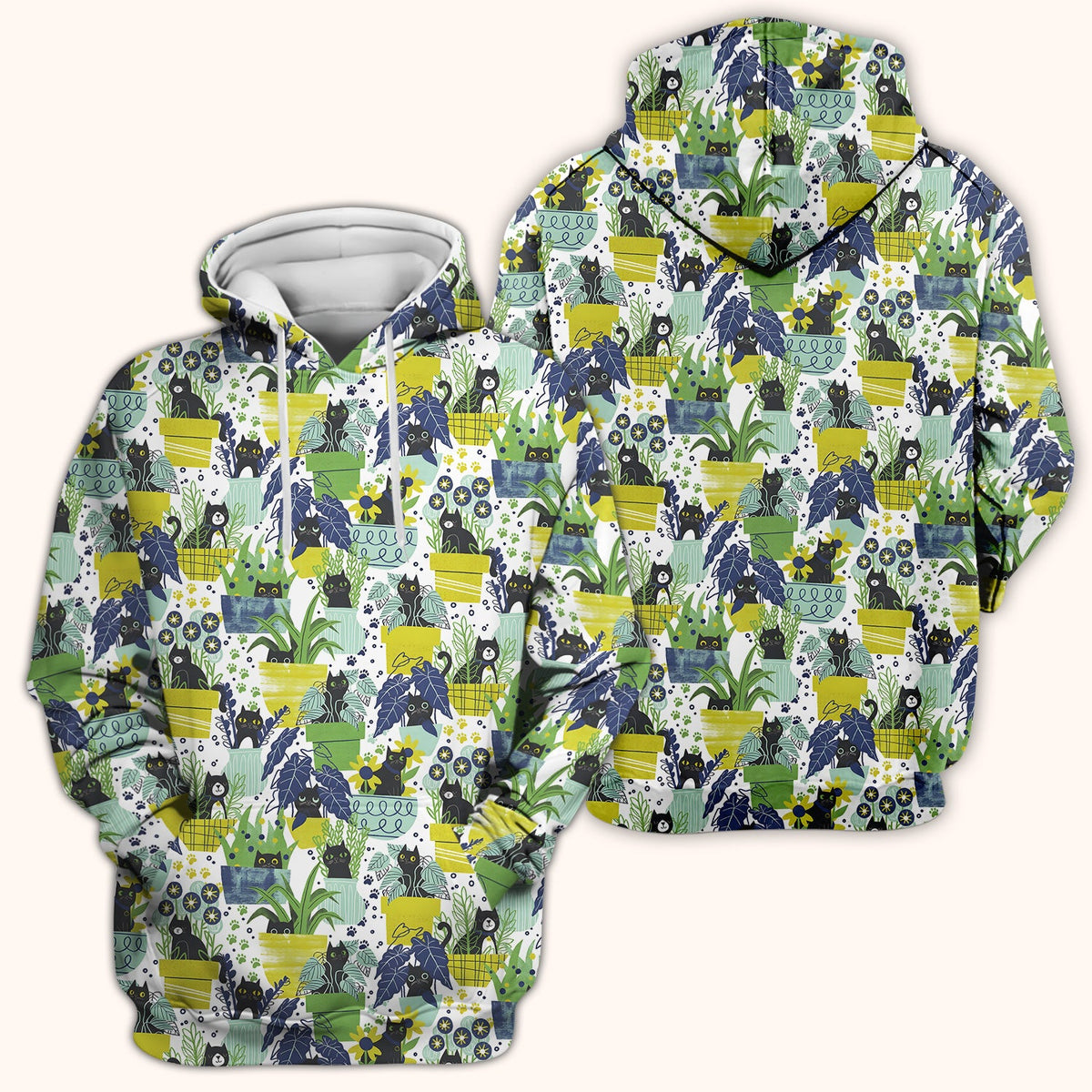 Black Cat Planter Garden Nurse Scrub Top