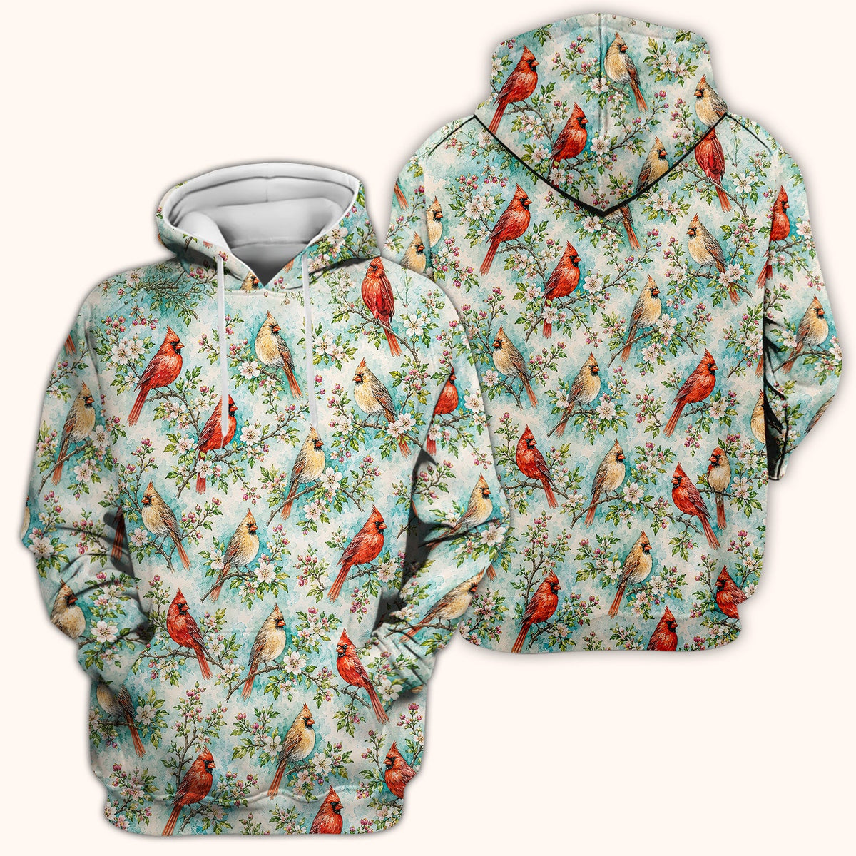 Cardinal Blossom Branch Nurse Scrub Top