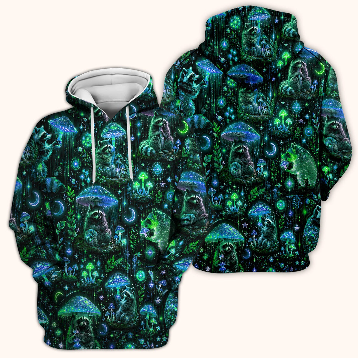 Glowing Raccoon Forest Nurse Scrub Top