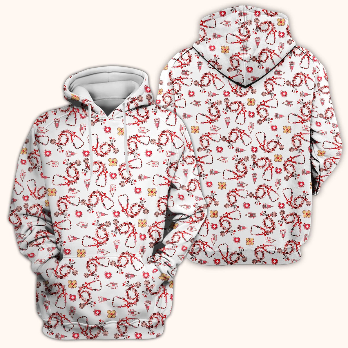 Heart Stethoscope Nurse Scrub Top