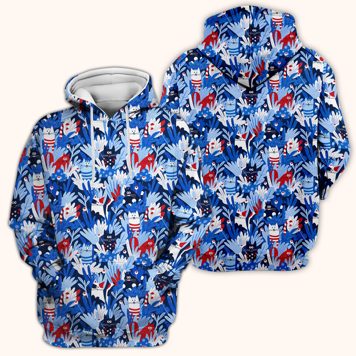 Cats Among Blue Foliage Nurse Scrub Top