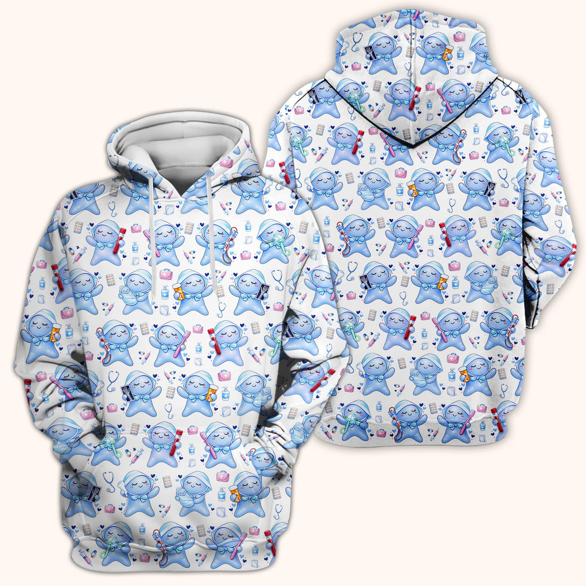 Dental Tooth Character Nurse Scrub Top