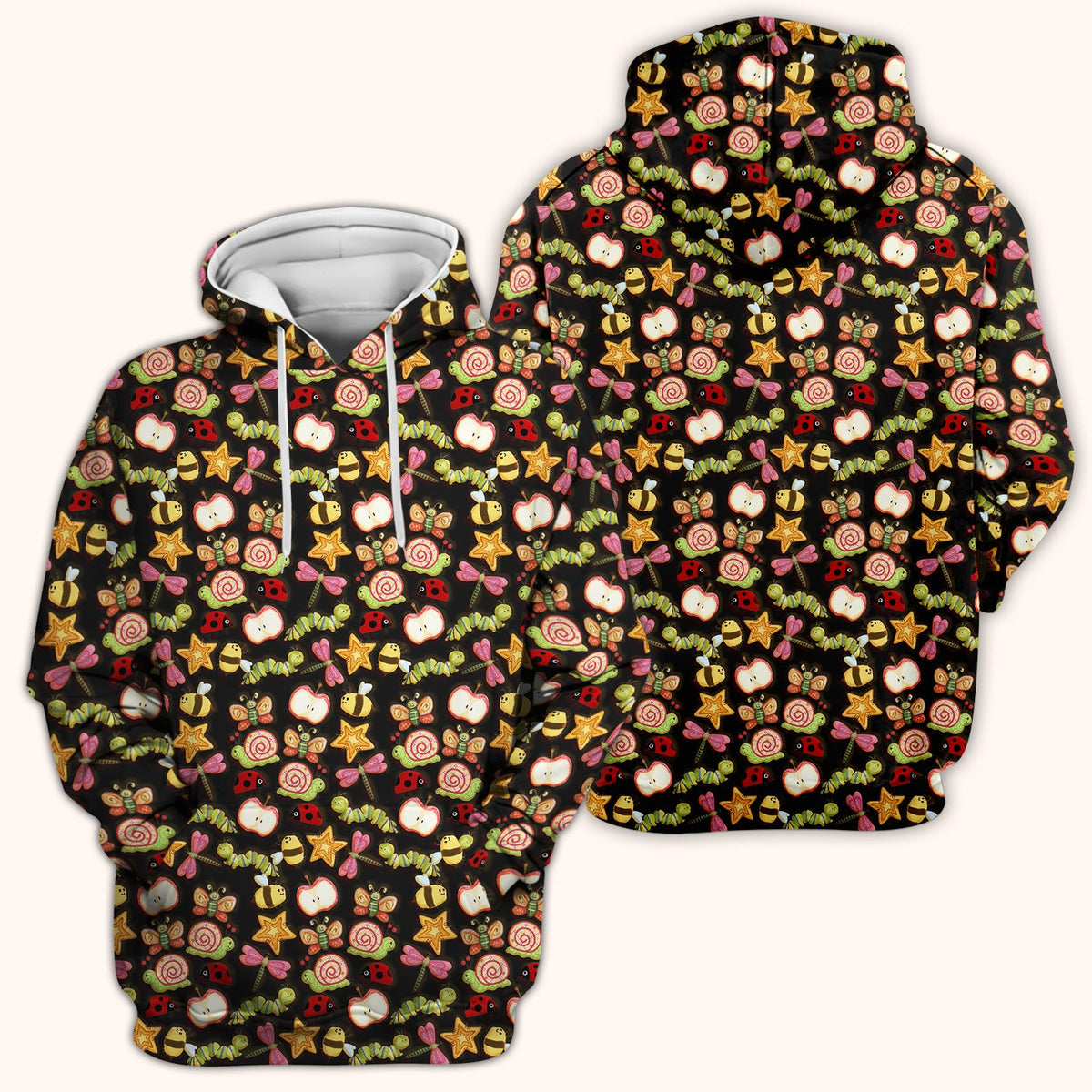 Snail Ladybug Caterpillar Apple Garden Nurse Scrub Top