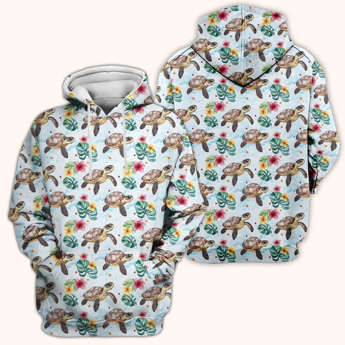 Sea Turtle Tropical Floral Nurse Scrub Top