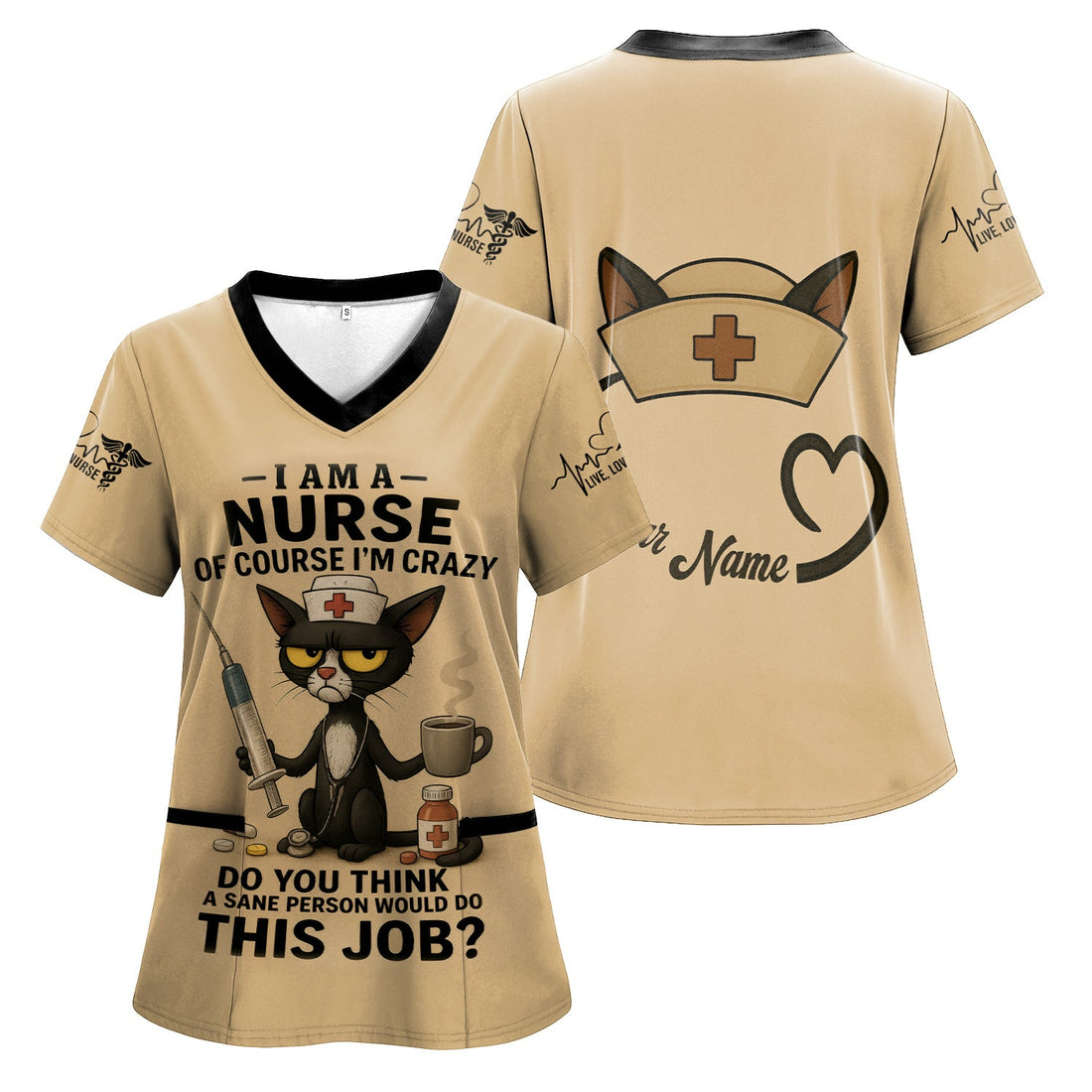 Personalized Grumpy Cat Sane Person Nurse Scrub Top