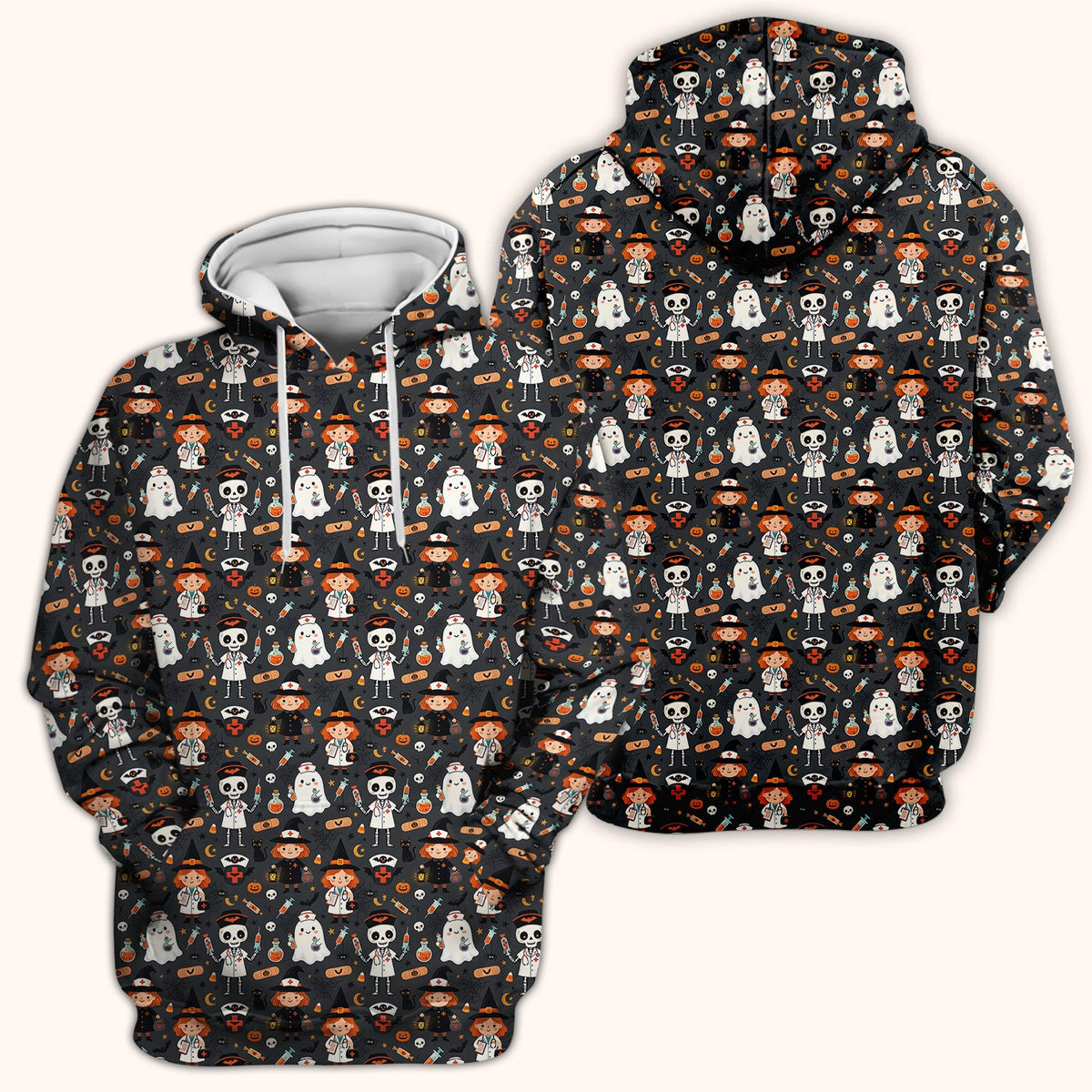 Witch Skeleton Nurse Scrub Top - Halloween Gift