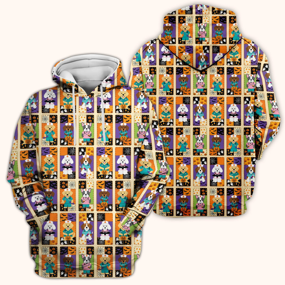 Spooky Dog Veterinary Nurse Scrub Top