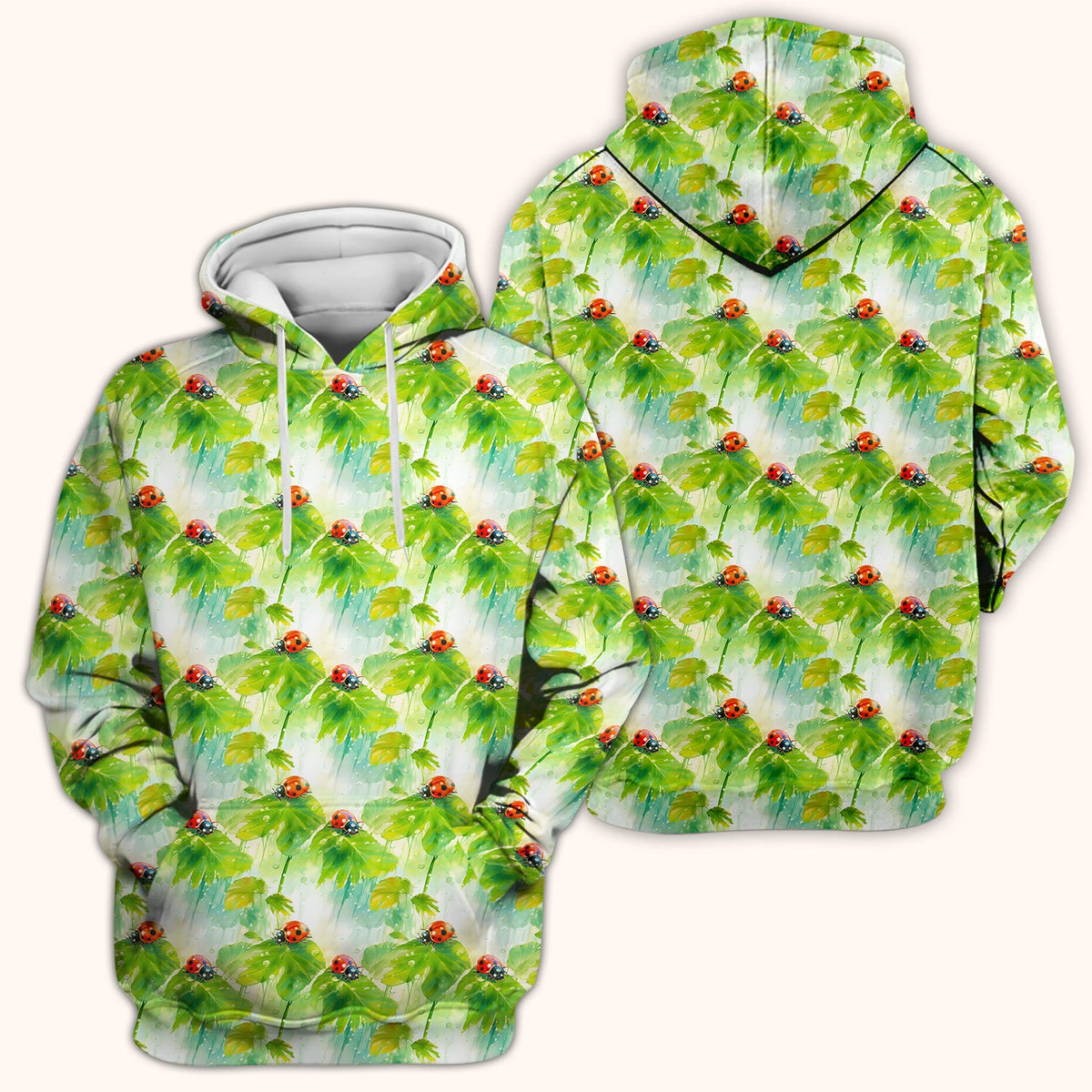 Ladybugs On Rainy Leaves Nurse Scrub Top