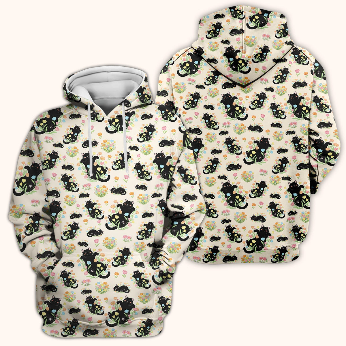 Cats Cute Poses Floral Nurse Scrub Top