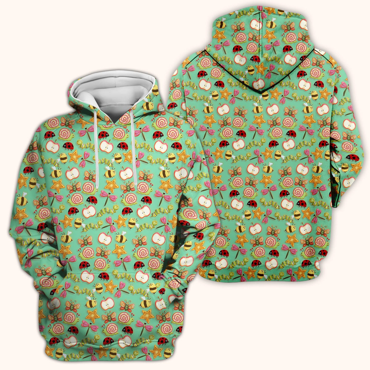 Snail Ladybug Caterpillar Apple Garden Nurse Scrub Top