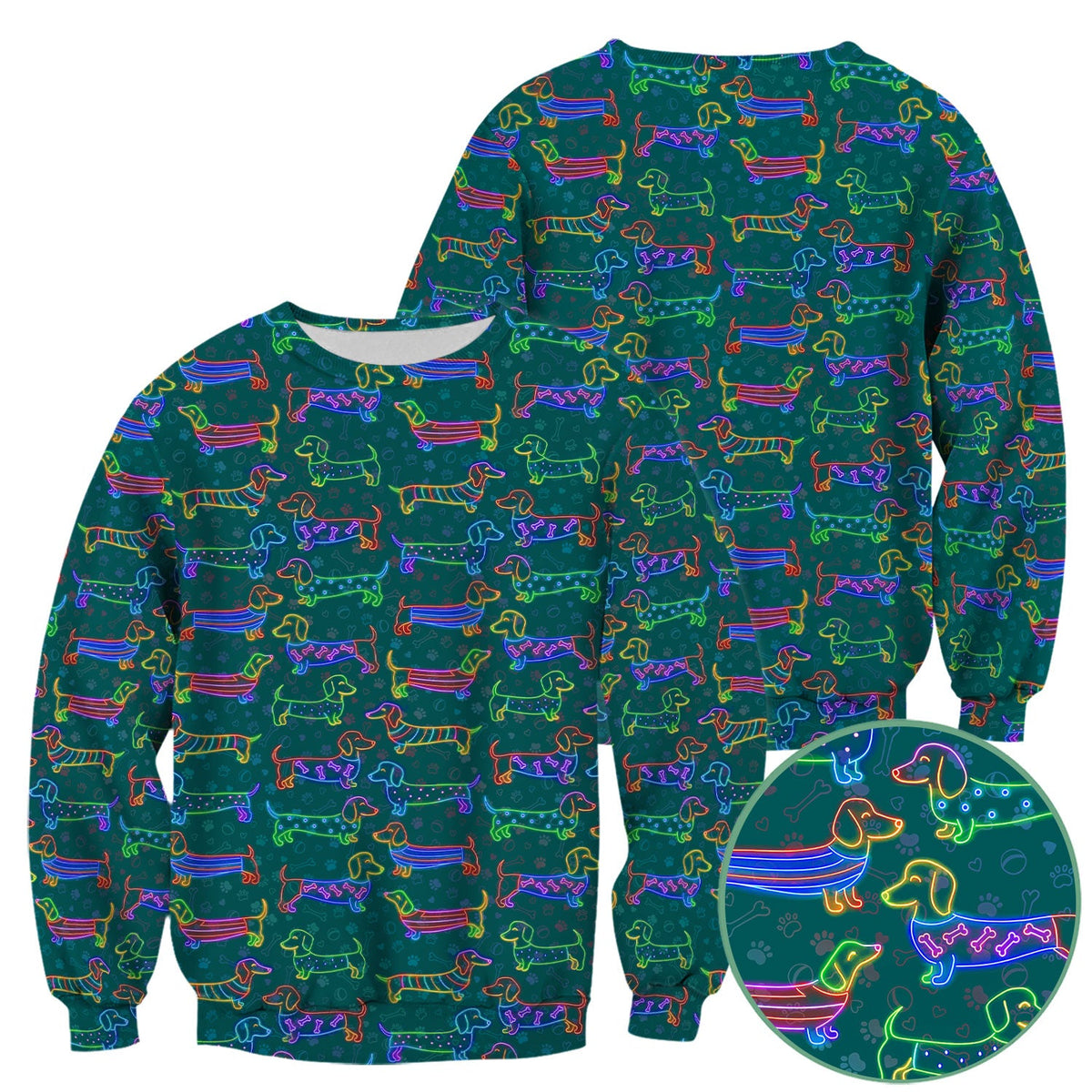Neon Wiener Dog Nurse Scrub Top