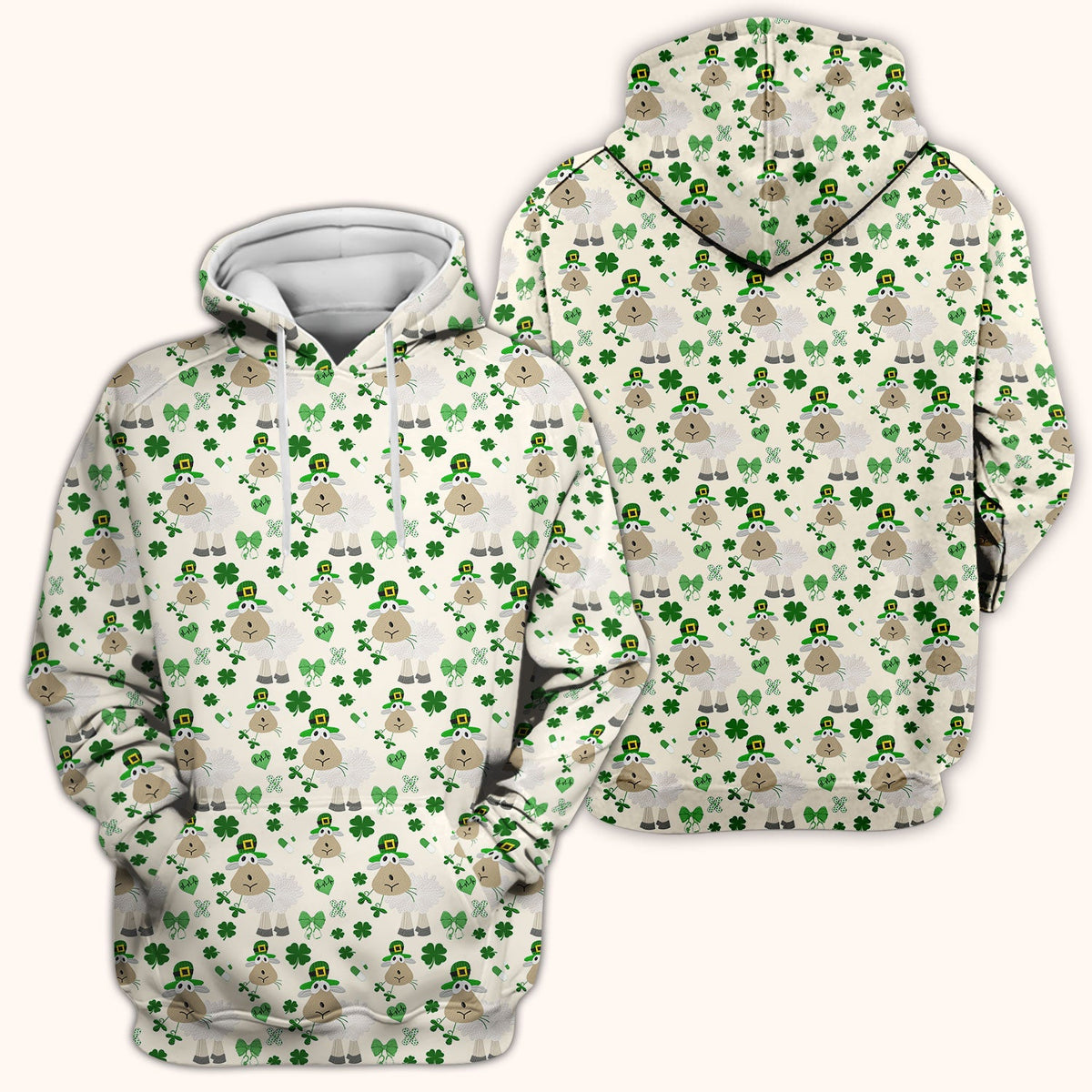 Nurse St. Patrick's Day Scrubs Top, Cute Sheep Shamrock Pattern Nurse Shirt, Breathable Fabrics Nursing Uniform