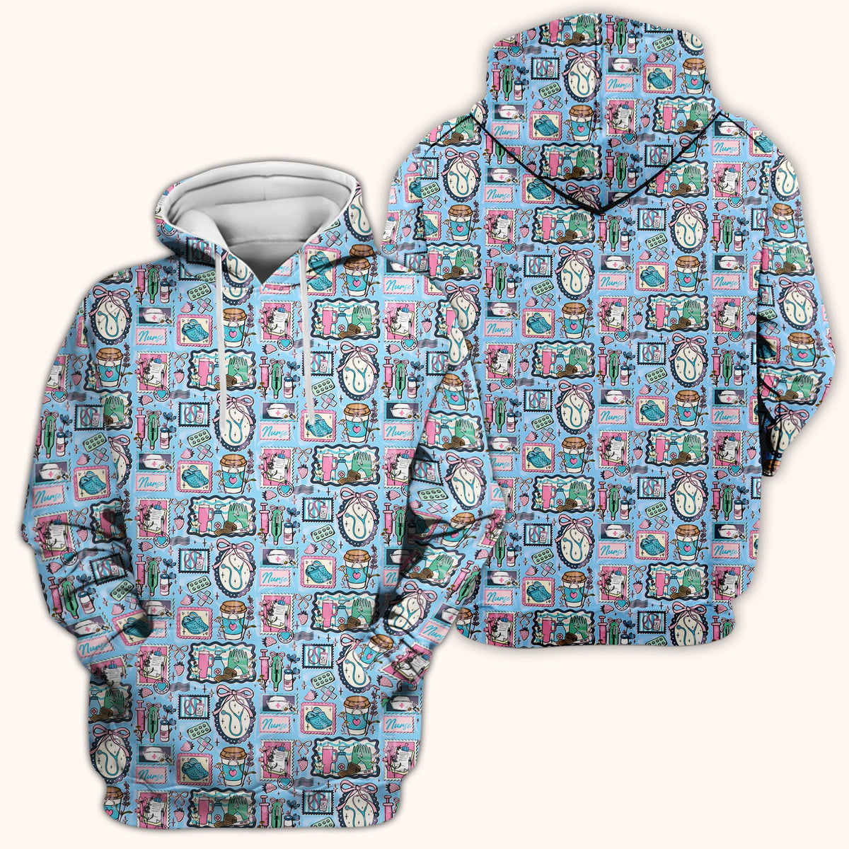 Stethoscope Syringe Frame Nurse Scrub Top