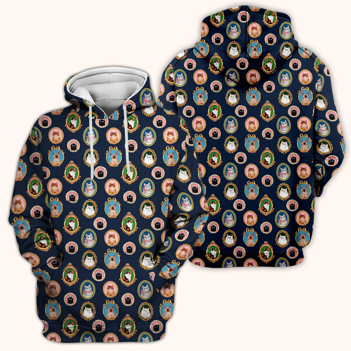 Vintage Cat Portrait Nurse Scrub Top