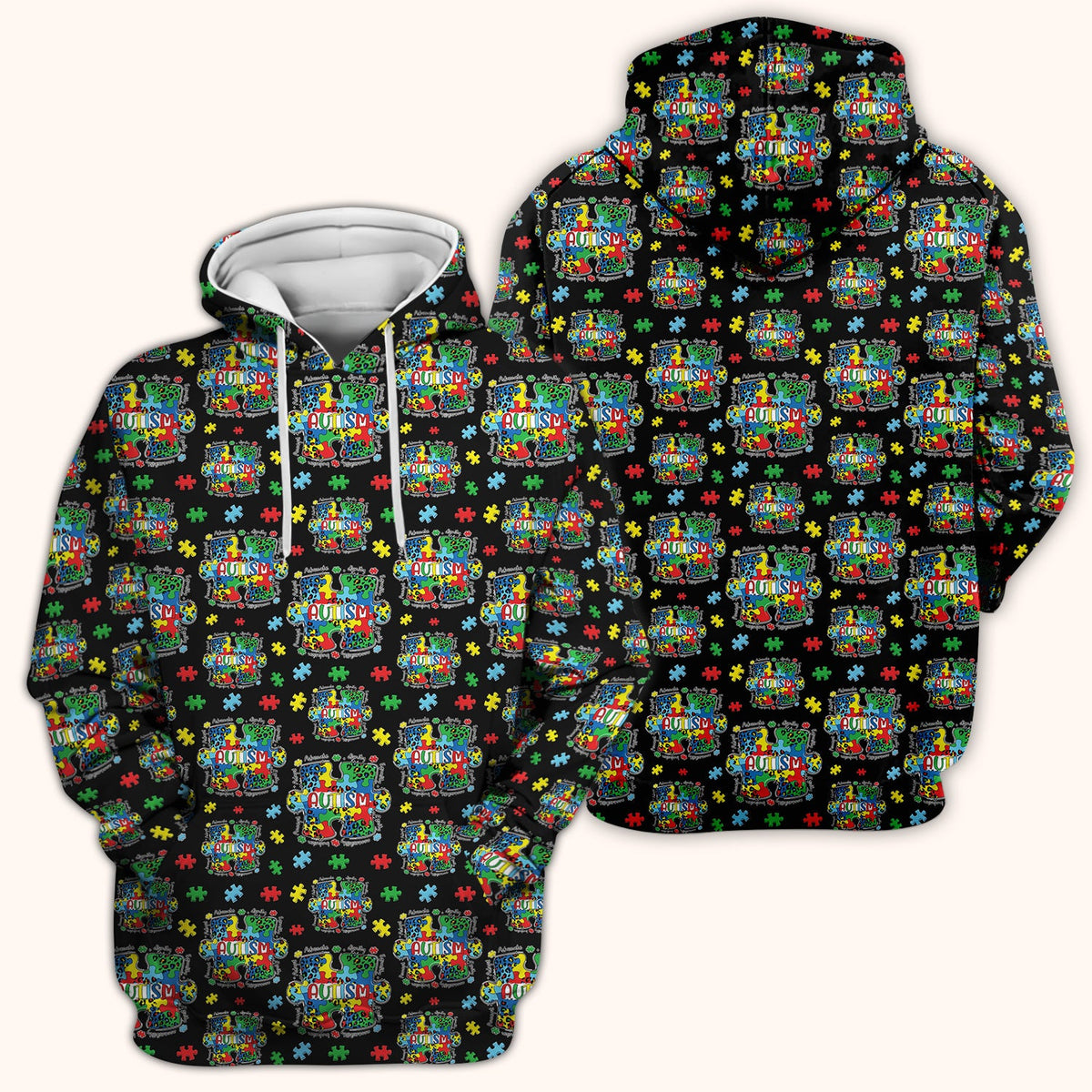 Autism Awareness Puzzle Black White Nurse Scrub Top