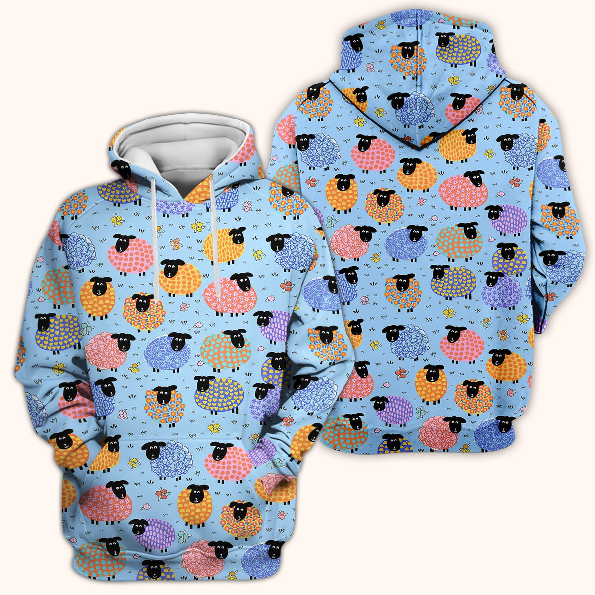 Funny Colorful Sheep Pattern Scrub Top, Comfortable Scrubs for Nurses