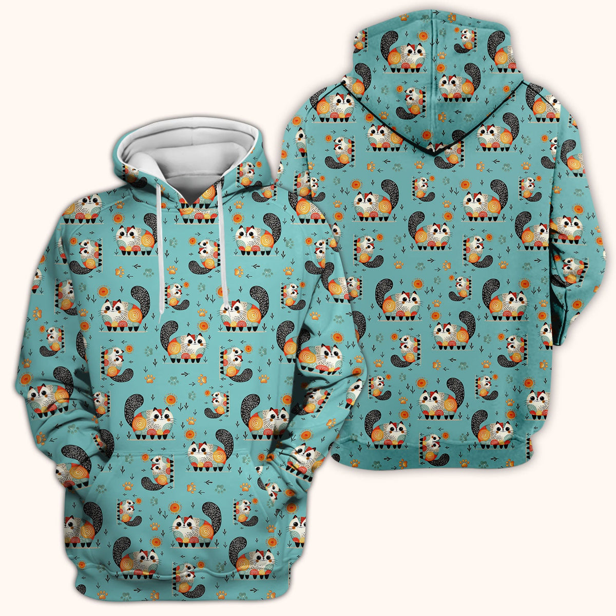 Cat Illustration Nurse Scrub Top
