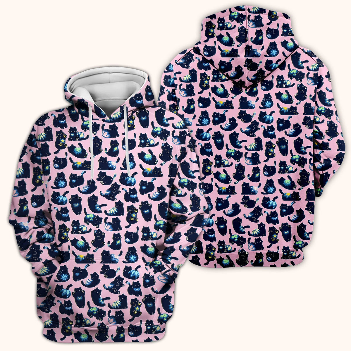 Midnight Black Cat Nurse Scrub Top