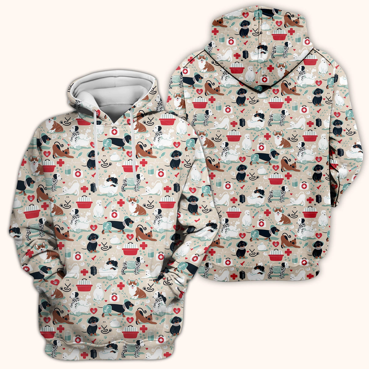 Dogs Veterinary Tools Nurse Scrub Top