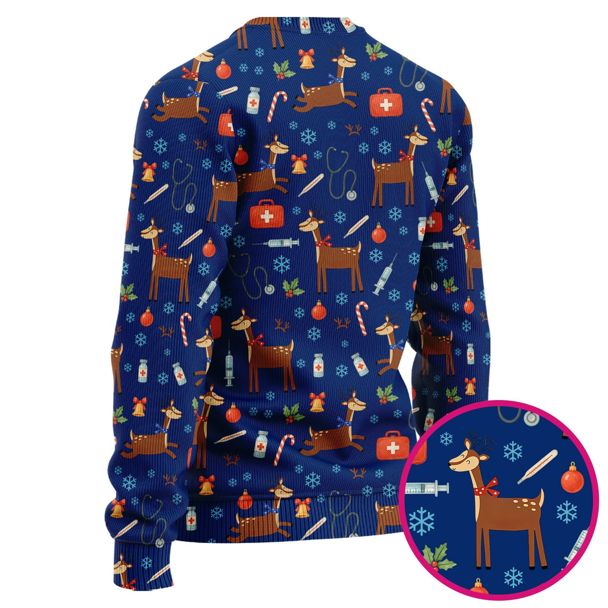Christmas Reindeer Snowflakes Candy Cane Nurse Scrub Set