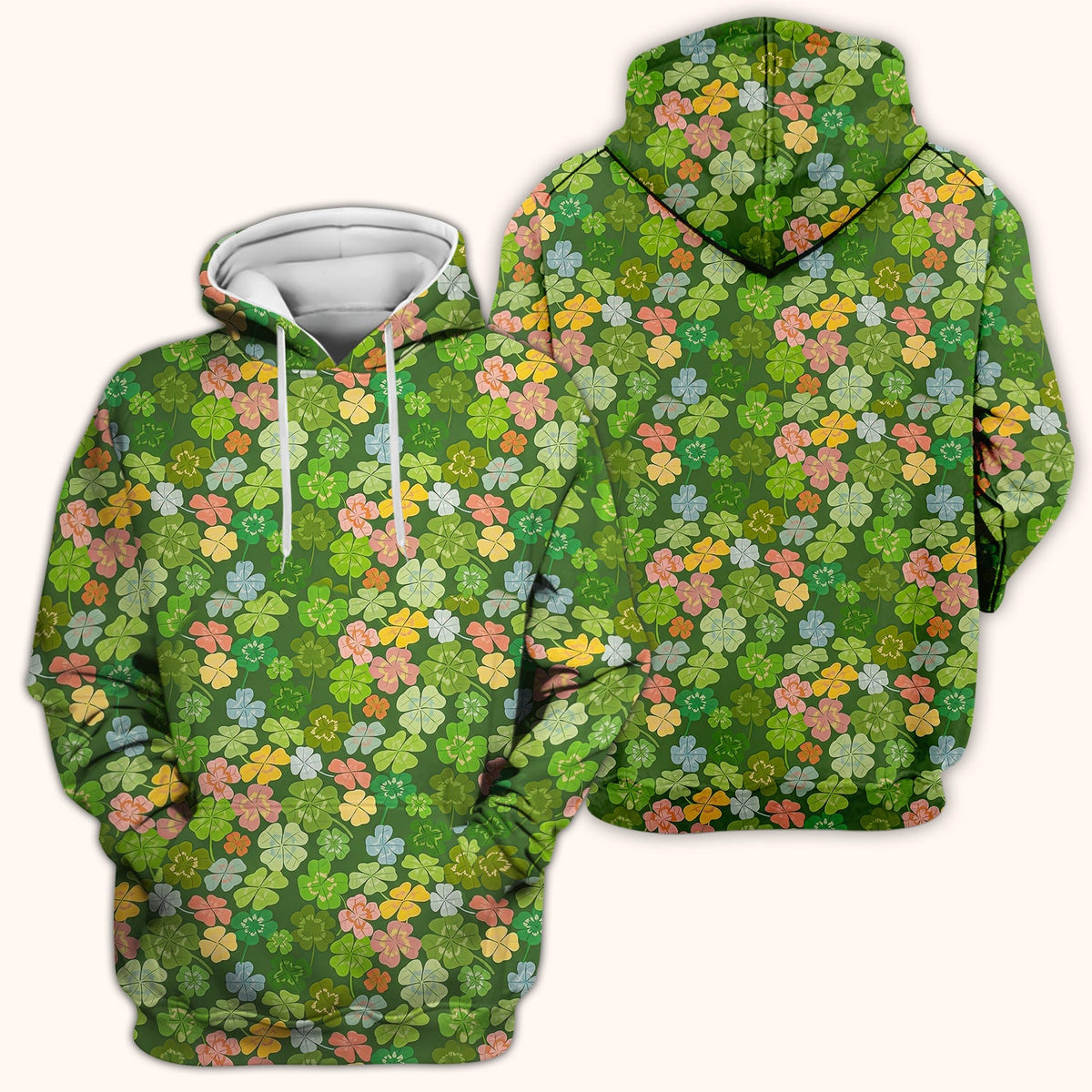 Colorful Shamrock Clover Nurse Scrub Top