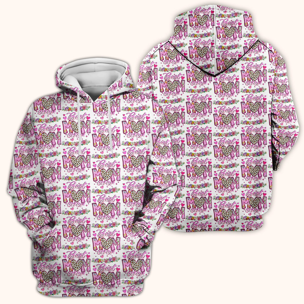 Best Mom Ever Leopard Heart Nurse Scrub Top