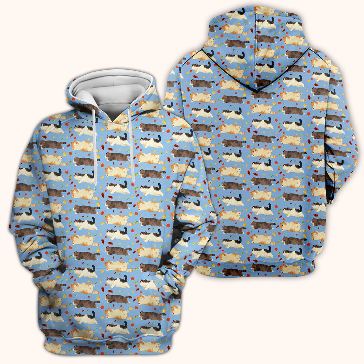 Chubby Cat Autumn Leaves Nurse Scrub Top