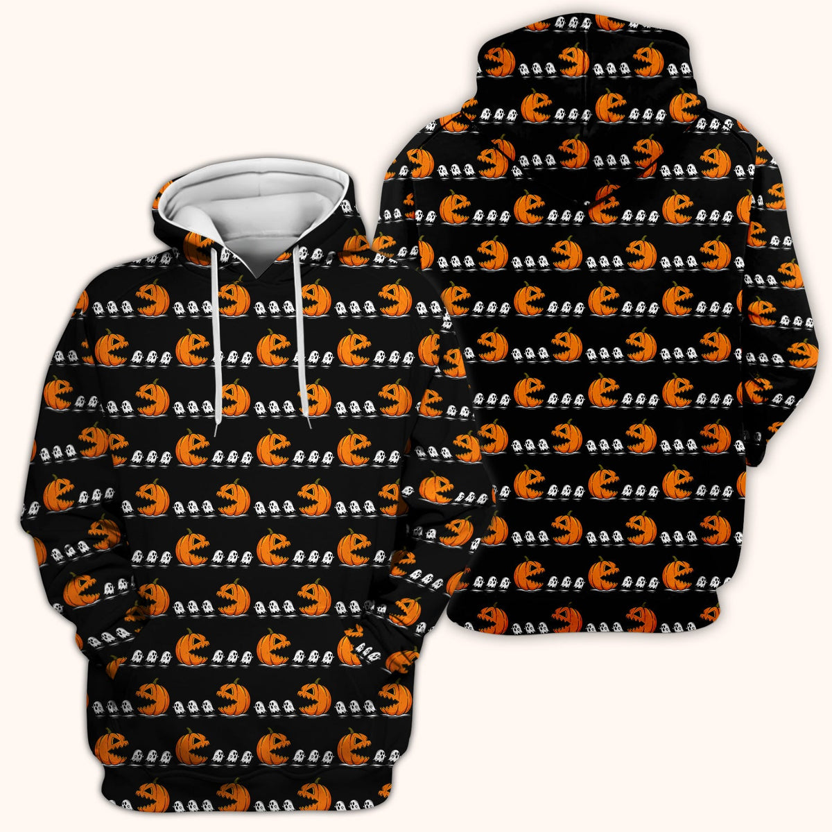 Spooky Pumpkin Ghost Nurse Scrub Top