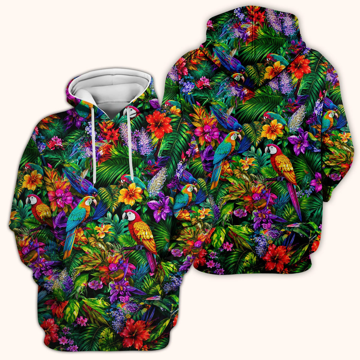Tropical Parrot Jungle Blossom Nurse Scrub Top